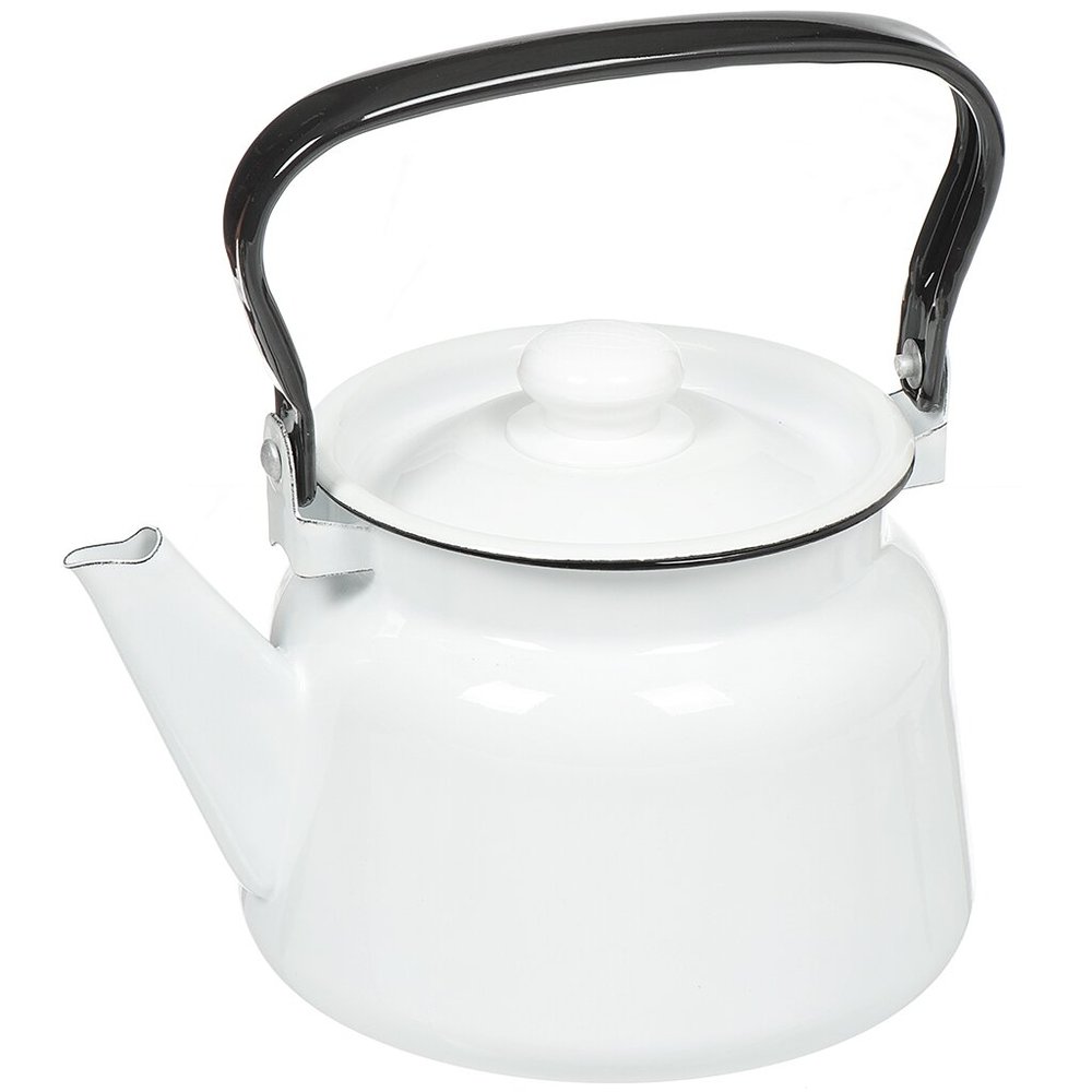 Эмалированный чайник СТАЛЬЭМАЛЬ 2.3 л декор белый с петлей С2714 ТБ17557