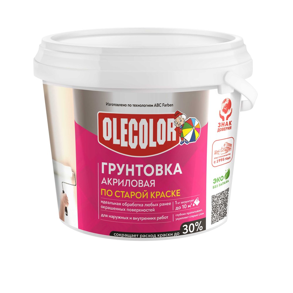 Акриловая грунтовка OLECOLOR по старой краске, 3 кг 4300004534