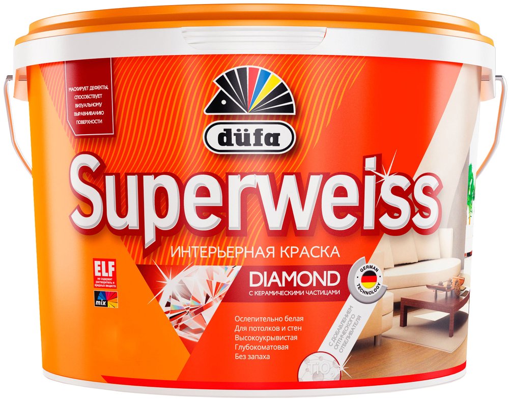 Краска Dufa SUPERWEISS RD4 водно-дисперсионная, 9 л МП00-009475