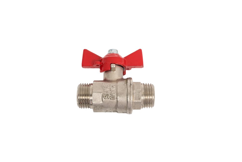 Кран шаровой Valfex N/P59 бирка для воды, 3/4' НР/НР, ручка бабочка, латунный никелированный 11Б27фт1М VF.219.NB1.034.N/P59.Bir