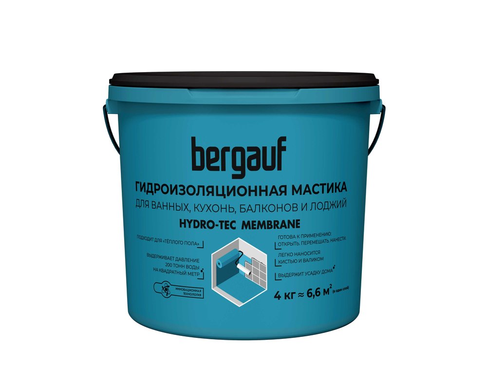 Гидроизоляционная мастика Bergauf 4 кг, hydro-tec membrane 63414