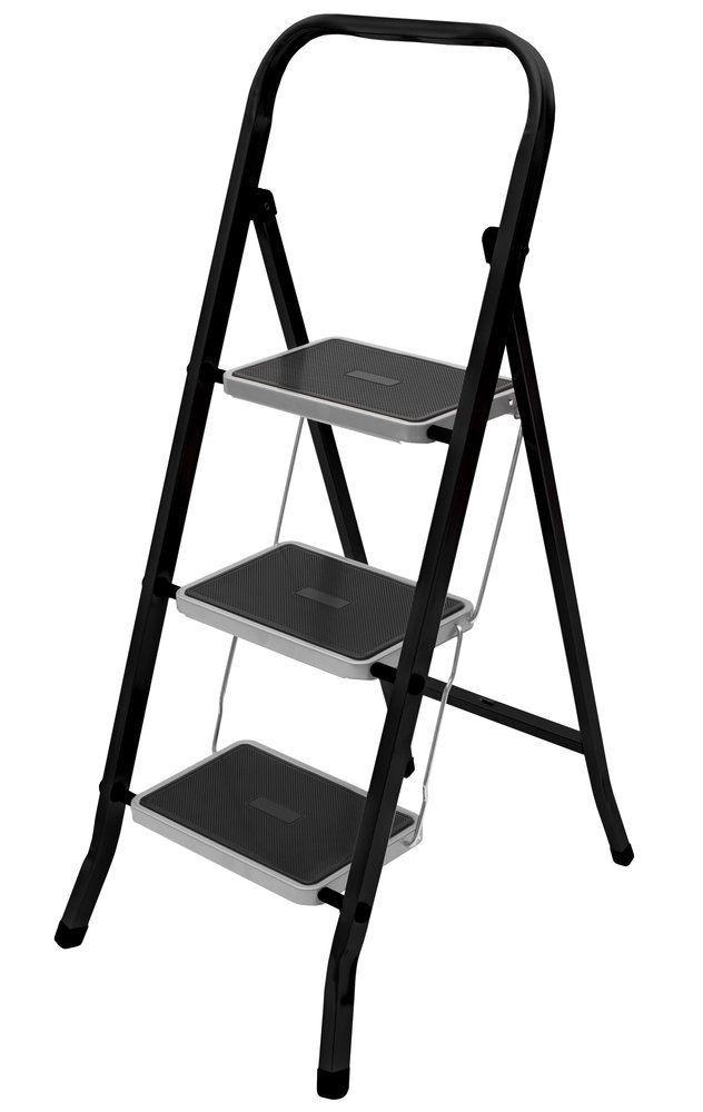 Стремянка Zalger Jet Black 3 широкие ступени, с ковриком, сталь 9910-3