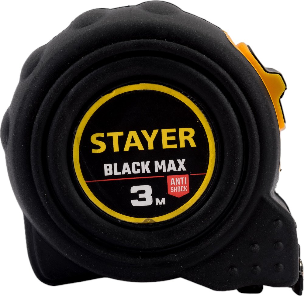 Рулетка Stayer BlackMax 3м / 16мм в ударостойком полностью обрезиненном корпусе и двумя фиксаторами 3410-03_z02