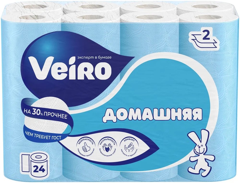 Туалетная ролевая бумага VEIRO Домашняя 24 шт, 1С224