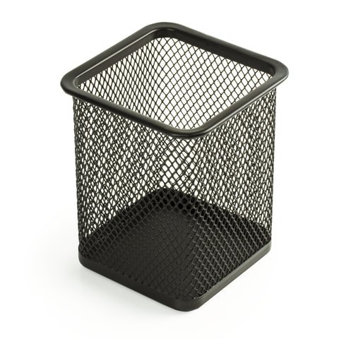 Подставка-органайзер BRAUBERG Germanium металлическая, квадратное основание, 98x80x80 мм, черная 231938