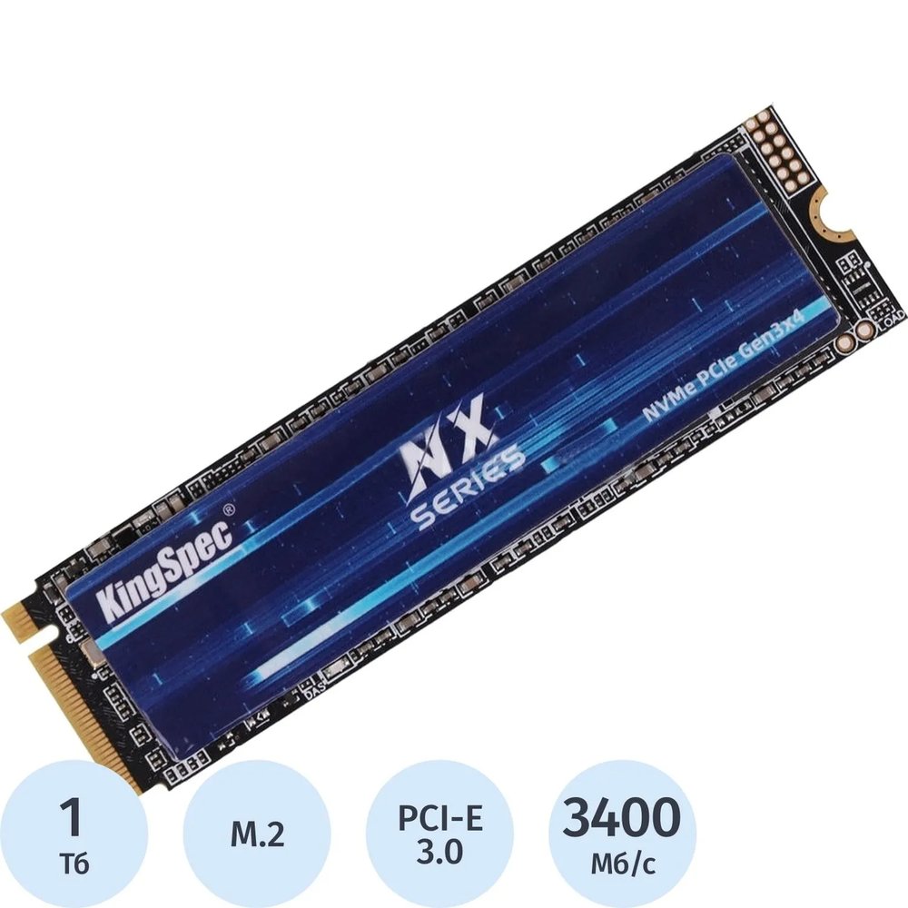 SSD накопитель Kingspec PCIe 3.0 x4 1TB NX-1TB M.2 2280 0.9 DWPD