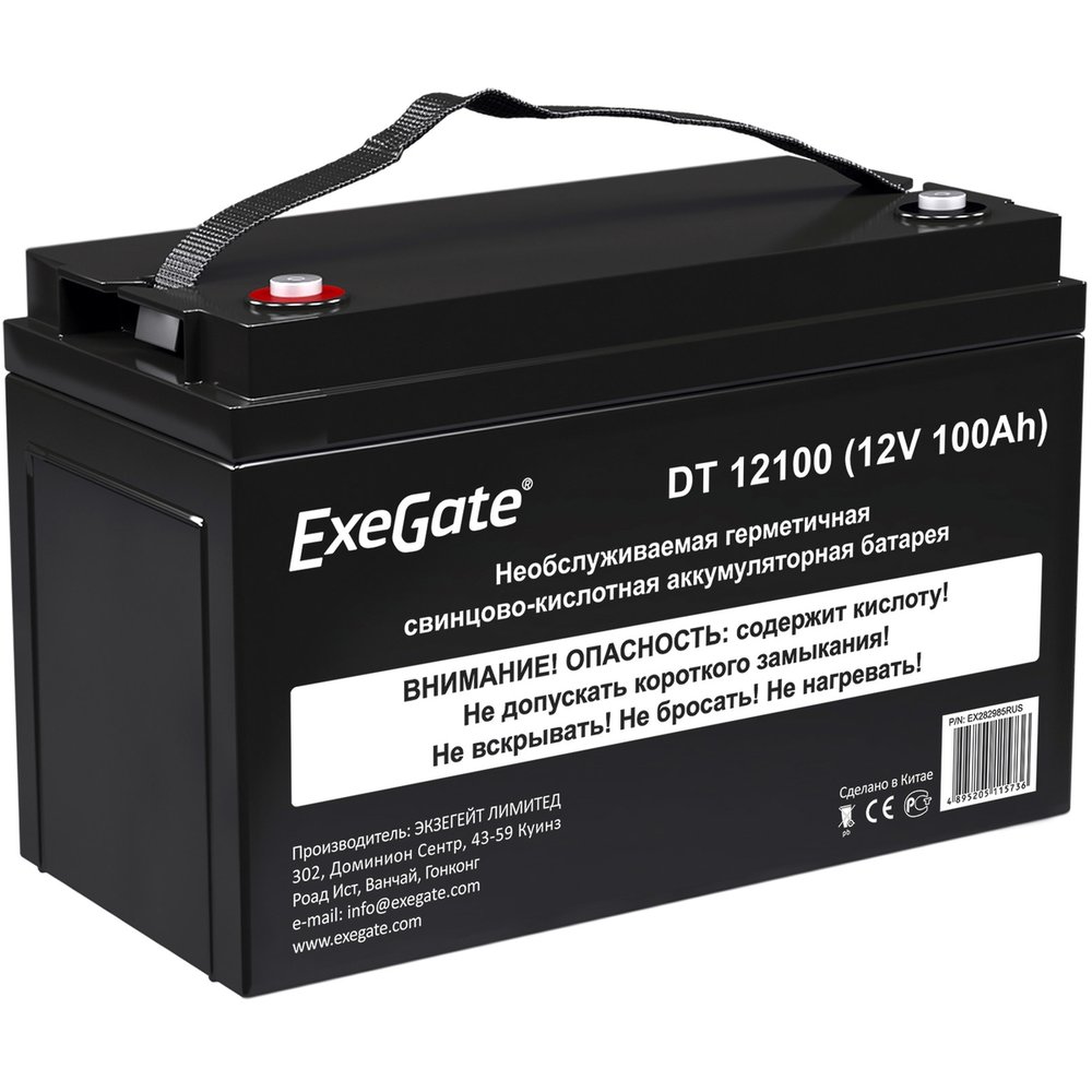 Батарея аккумуляторная АКБ DT 12100 12V 100Ah, под болт М6 ExeGate 282985