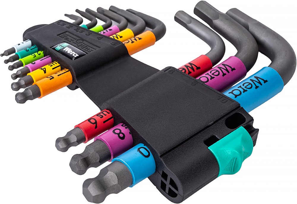 Набор Г-образных метрических ключей WERA 950/9 Hex-Plus Multicolour 2 BlackLaser WE-133164