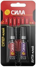 Сверхпрочный супер-клей СИЛА 3 гр + антиклей 3 гр C0039400