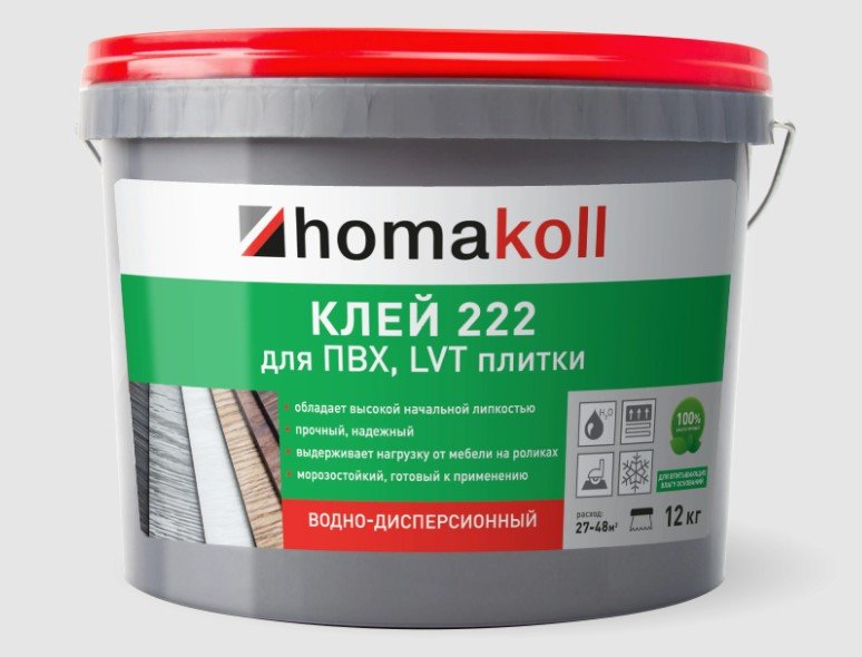 Клей Homakoll 222, для ПВХ и LVT плитки, 6 кг 460400