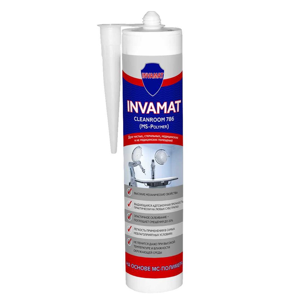 Герметик INVAMAT Cleanroom для чистых, стерильных, медицинских и не медицинских помещений прозрачный 310 мл 786