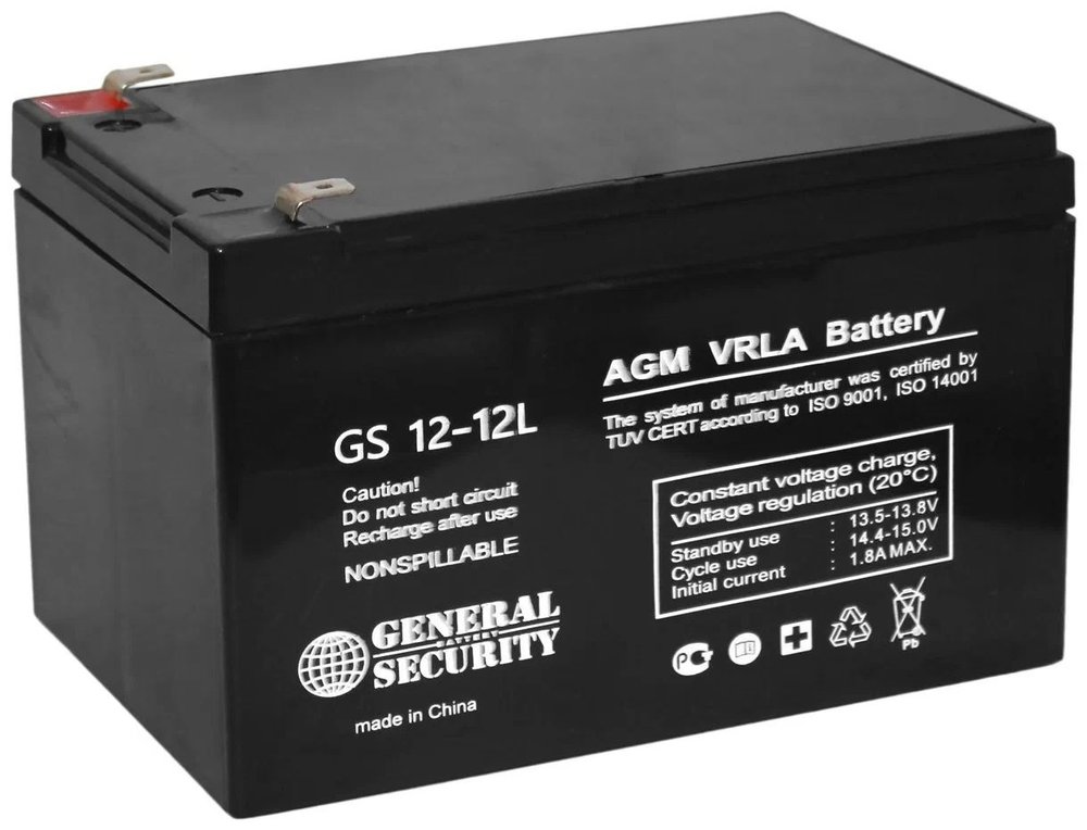 Аккумуляторная батарея General Security GS12-12L 12В, 12 Ач УТ-00001373
