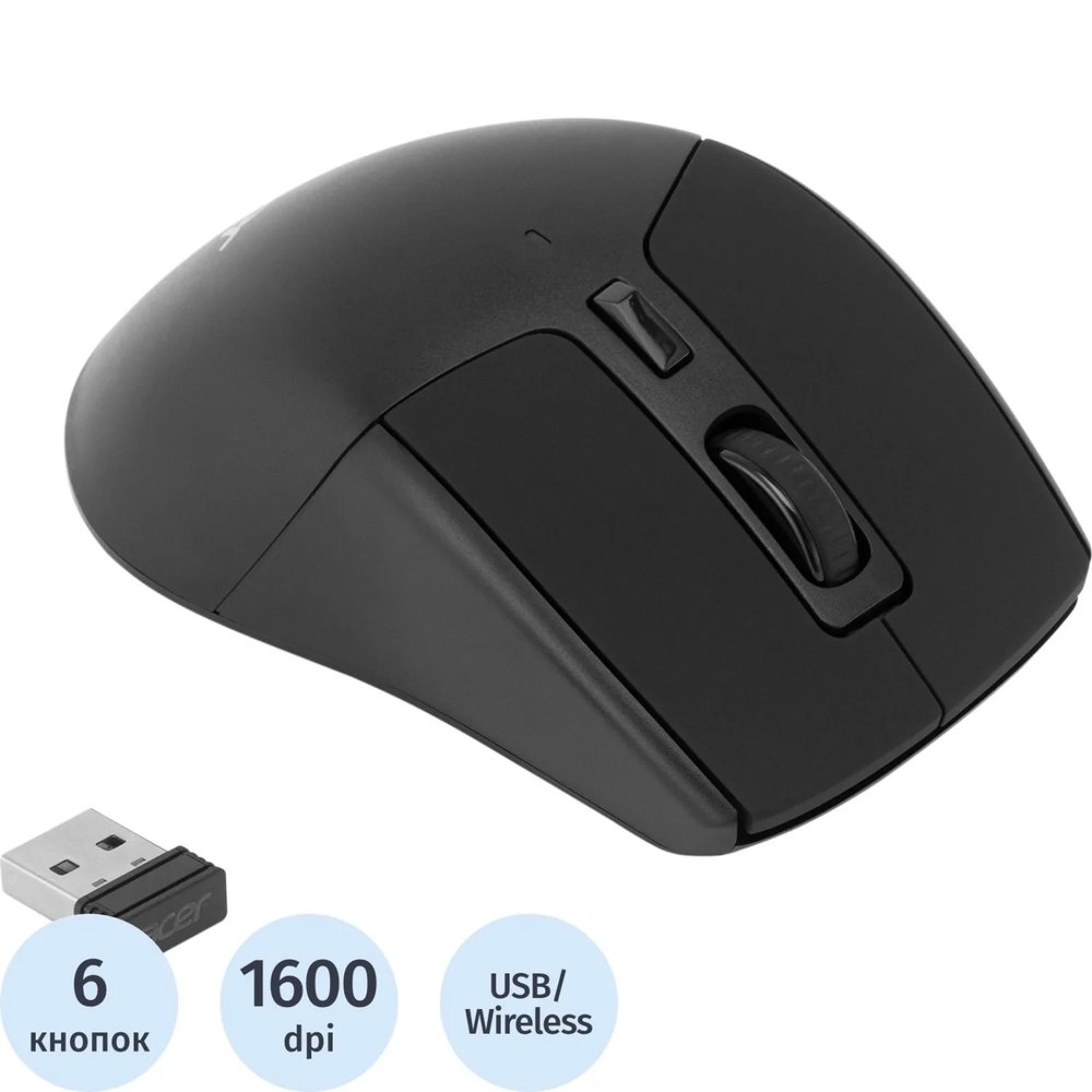 Мышь компьютерная Acer OMR170 black (1600dpi) wireless USB(ZL.MCEEE.00N)