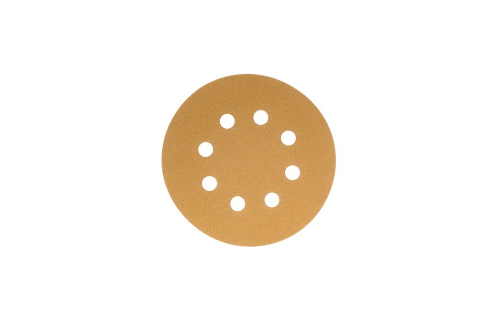 Диск абразивный с липучкой Sandpaper (yellow) 125 мм, 8 отверстий, P120, 10 шт BRUSHTEX 125Y8-120