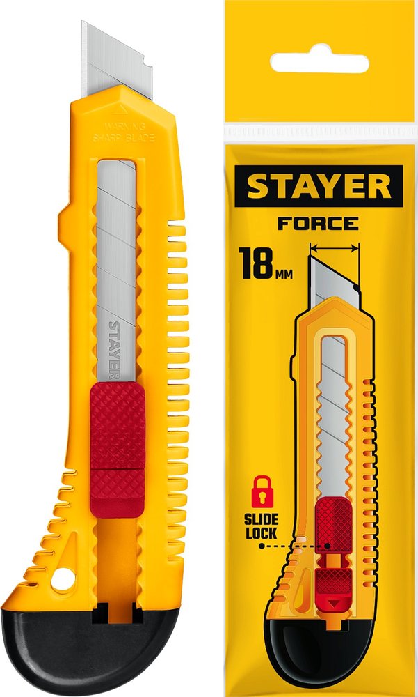 Упрочненный нож STAYER Force из АБС пластика, сегментированные лезвия 18 мм 0911_z01
