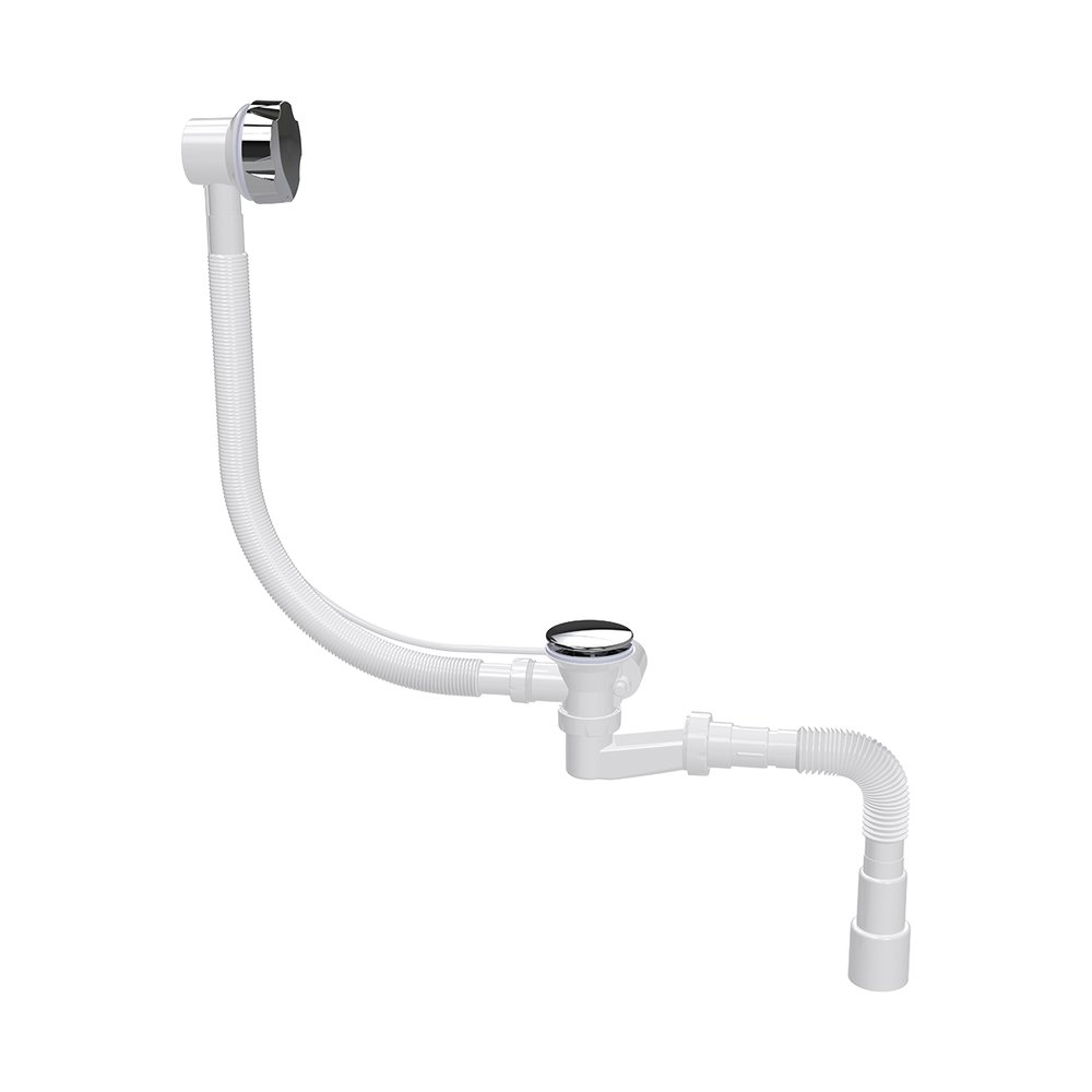 Сифон для ванн BATH MASTER полуавтомат, с переливом и гибкой трубой (1 1/2'-40/50) BM0301SP