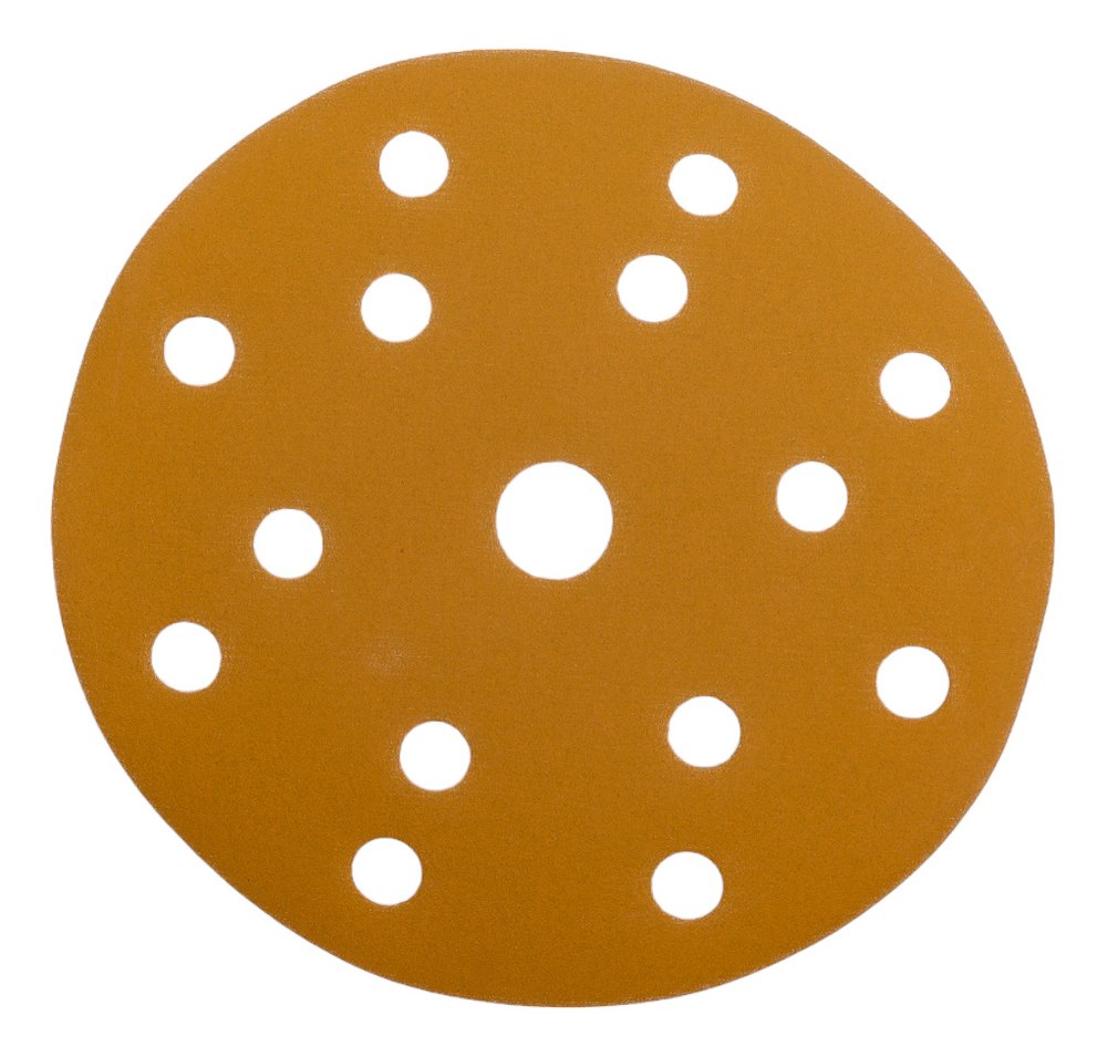 Диск абразивный с липучкой Sandpaper (yellow) 150 мм, 15 отверстий, P400, 5 шт BRUSHTEX 150Y15-400