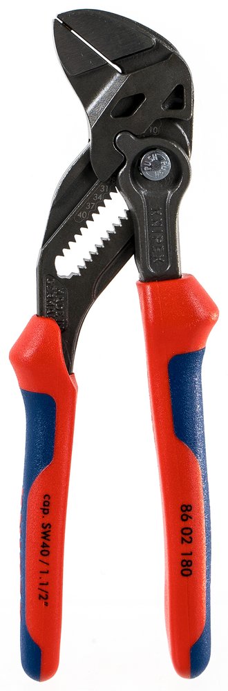 Переставные клещи - гаечный ключ KNIPEX 40 мм, 1 1/2, L-180 мм, серые, 2-к ручки KN-8602180