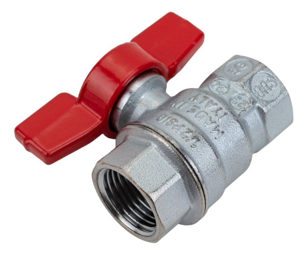 Шаровой кран Giacomini R851, 1/2, ВВ, ручка-бабочка красная, хромированный R851X023