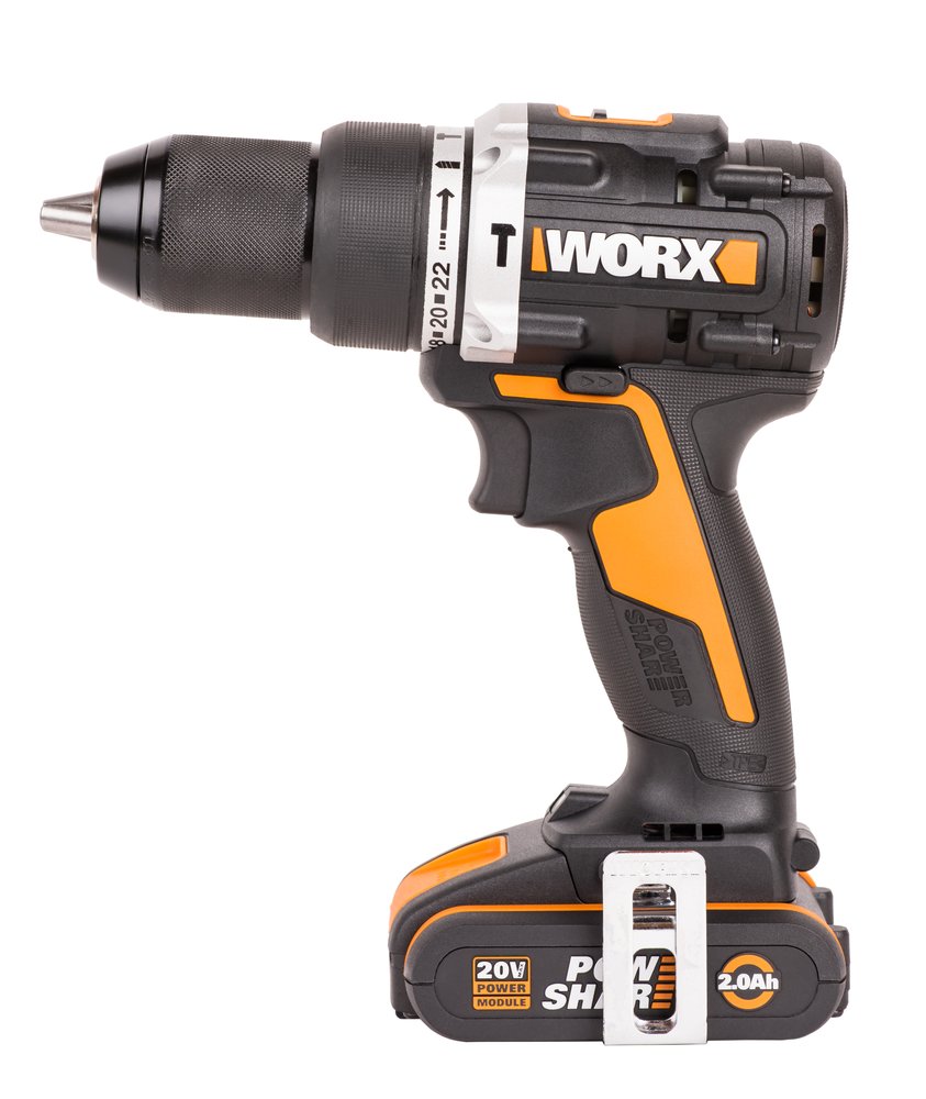 Ударная аккумуляторная дрель-шуруповерт WORX 60 Нм, 20 В, бесщеточная, 2 Ач x 2, ЗУ 2 А, кейс WX352
