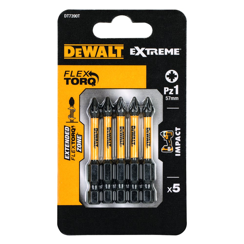 Биты ударные IMPACT Torsion Pz1, 57мм, 5шт. DEWALT DT7390T