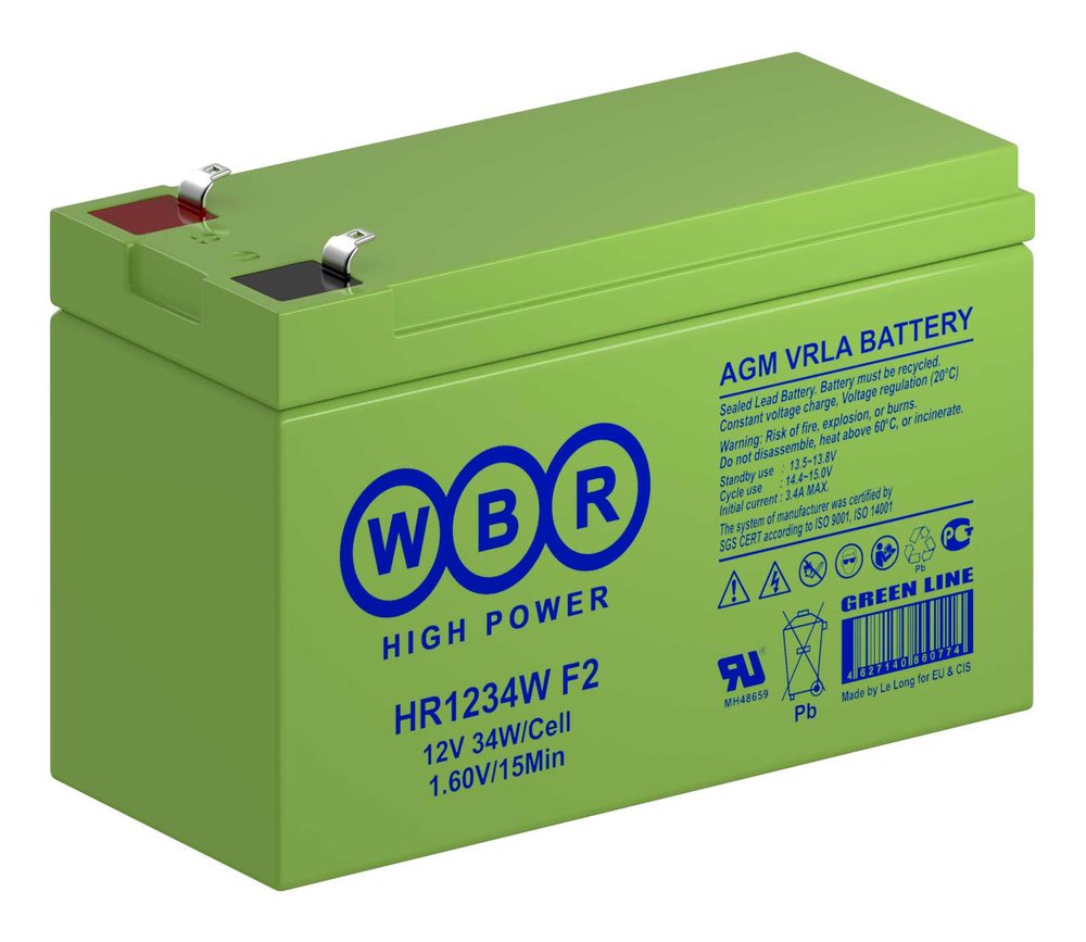 Аккумулятор для ИБП WBR HR1234W F2 12В, 9 Ач УТ-00000256