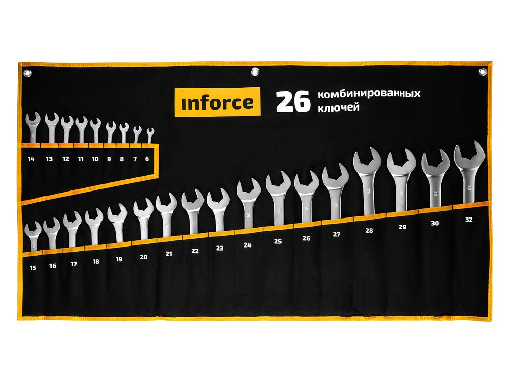 Набор комбинированных ключей 26 предметов Inforce, Сталь Cr-V, 6-32мм, 06-05-32