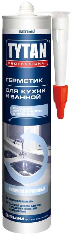 Силиконакриловый санитарный герметик TYTAN Professional 280 мл, прозрачный 245342