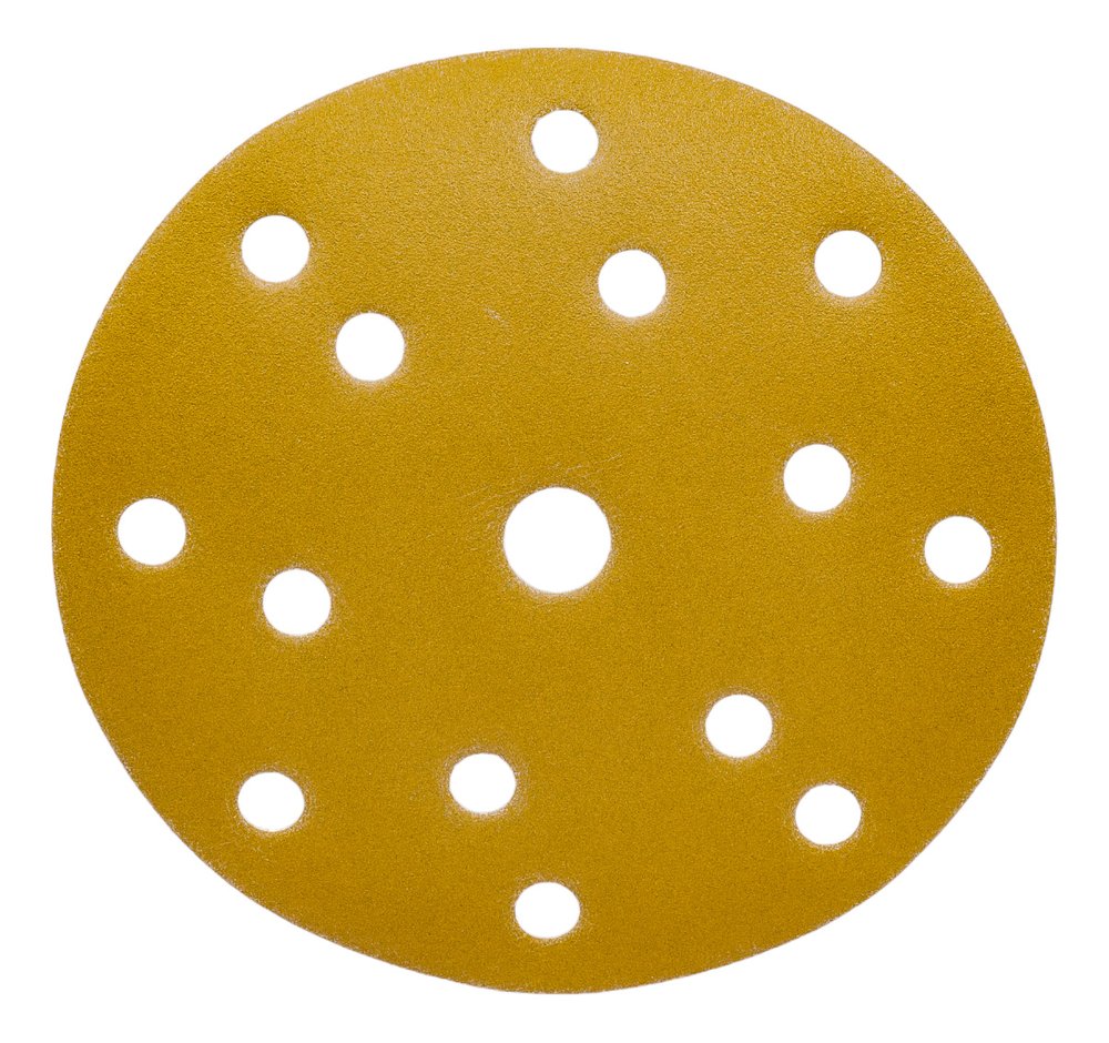 Диск абразивный с липучкой Sandpaper (yellow) 150 мм, 15 отверстий, P240, 5 шт BRUSHTEX 150Y15-240