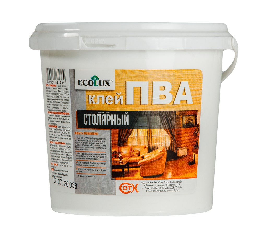 Столярный клей ПВА ECOLUX 10 кг 4607133681418