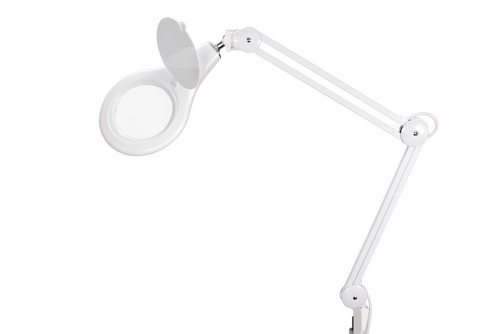 Настольная круглая лупа REXANT на струбцине 5Х с подсветкой 84 LED, белая 31-0503