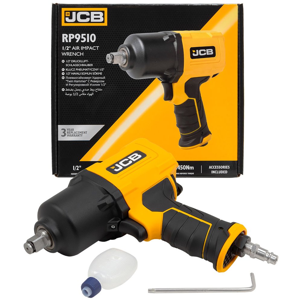 Пневмогайковерт ударный JCB 'Twin Hammer' с реверсом и регулировкой усилия 1/2' JCB-RP9510(58327)