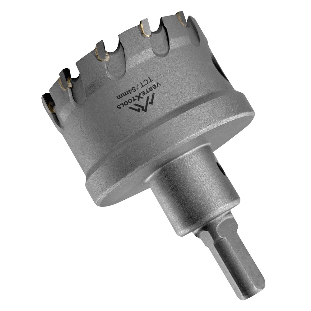 Коронка твердосплавная с центрирующим сверлом по металлу 54 мм vertextools 1819-54