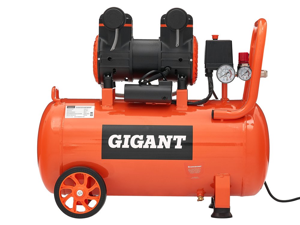 Безмасляный малошумный компрессор Gigant (50 л, 8 бар, 225 л/мин) GSWK-50/1400