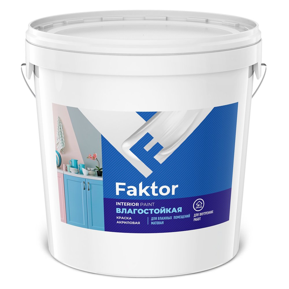 Влагостойкая краска ЯРОСЛАВСКИЕ КРАСКИ FAKTOR для интерьеров белая, ведро 28 кг О05363