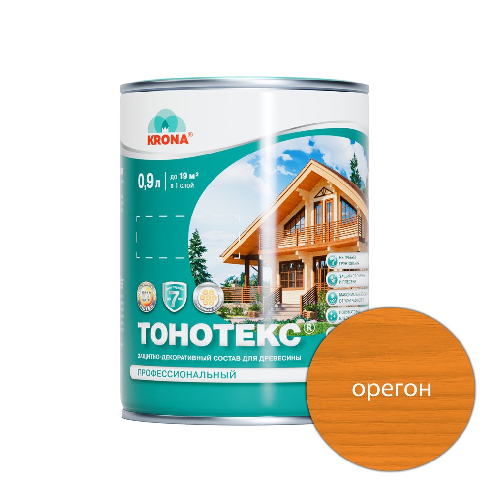 Защитно-декоративный состав для дерева KRONA Тонотекс (орегон, 0,9 л) 66332707