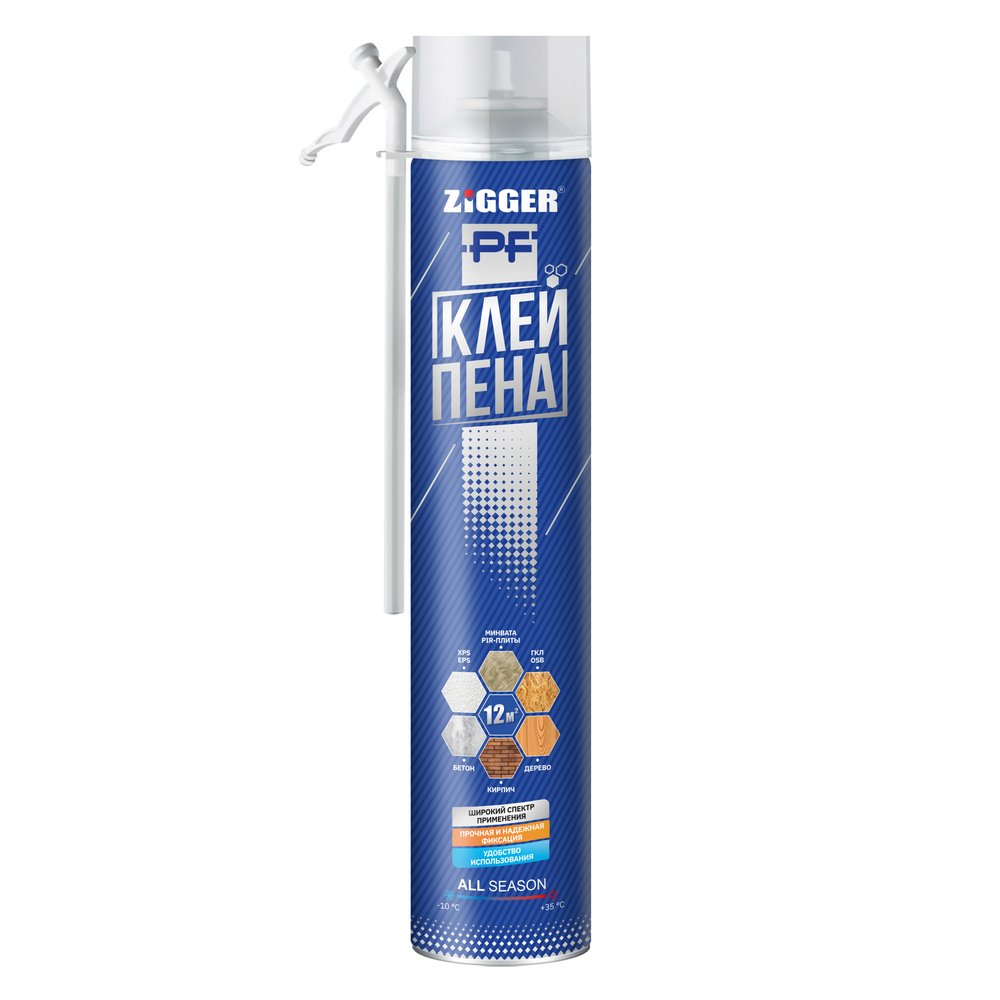 Клей-пена бытовая ZIGGER pf всесезонная, 750мл/800гр 01-03-46