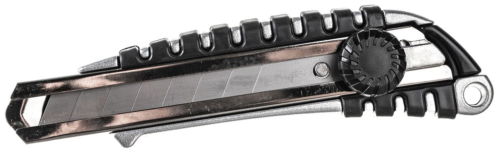 Канцелярский нож BRAUBERG Metallic 18 мм роликовый фиксатор резиновые вставки металл 237159