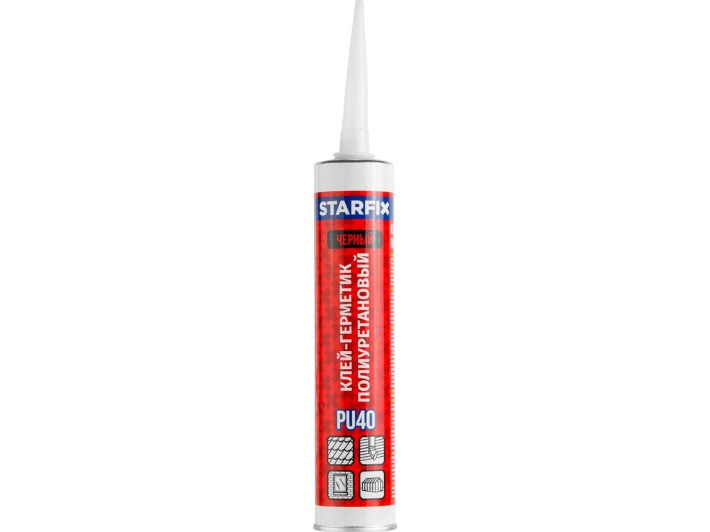 Клей-герметик STARFIX полиуретановый PU40, черный, 300 мл SM-54876-1