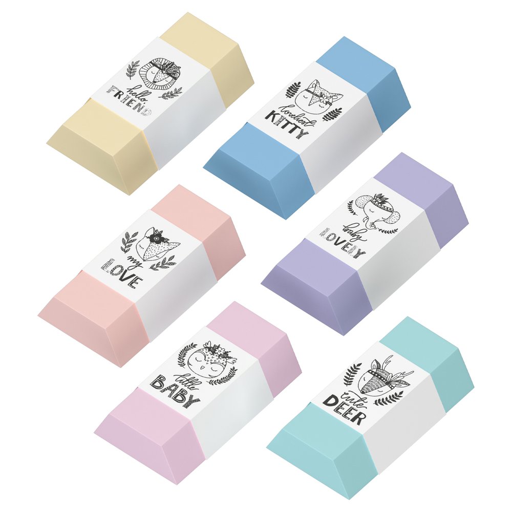Ластик BERLINGO Pastel термопластичная резина, ассорти, 50х28х12 мм BLc_00390
