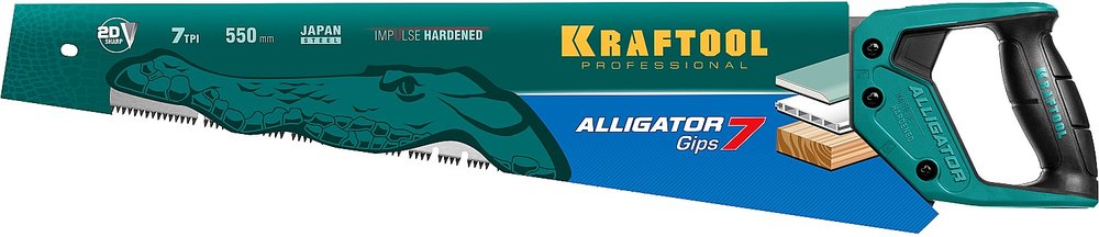 Ножовка для гипса Kraftool Alligator GIPS, 550 мм, 7 TPI специальный зуб, 15210