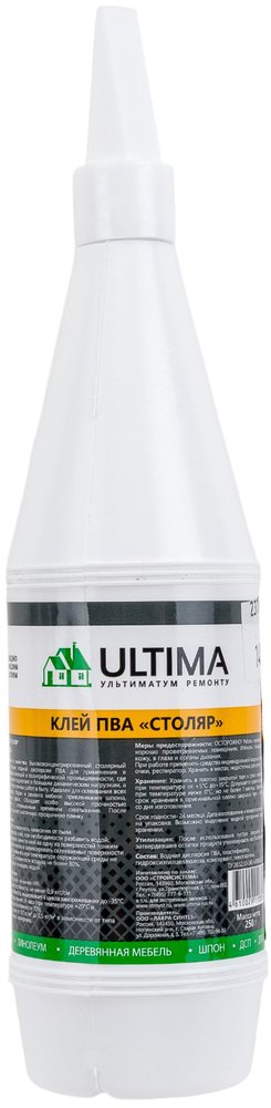 Клей ПВА ULTIMA СТОЛЯР флакон 0,25 кг ULTSTL025