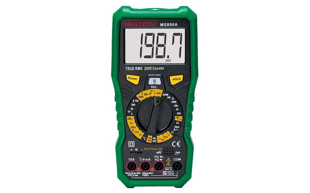 Цифровой мультиметр Mastech MS890A 1000V True RMS измер.ёмкость,частота,температ. +фонарь M109