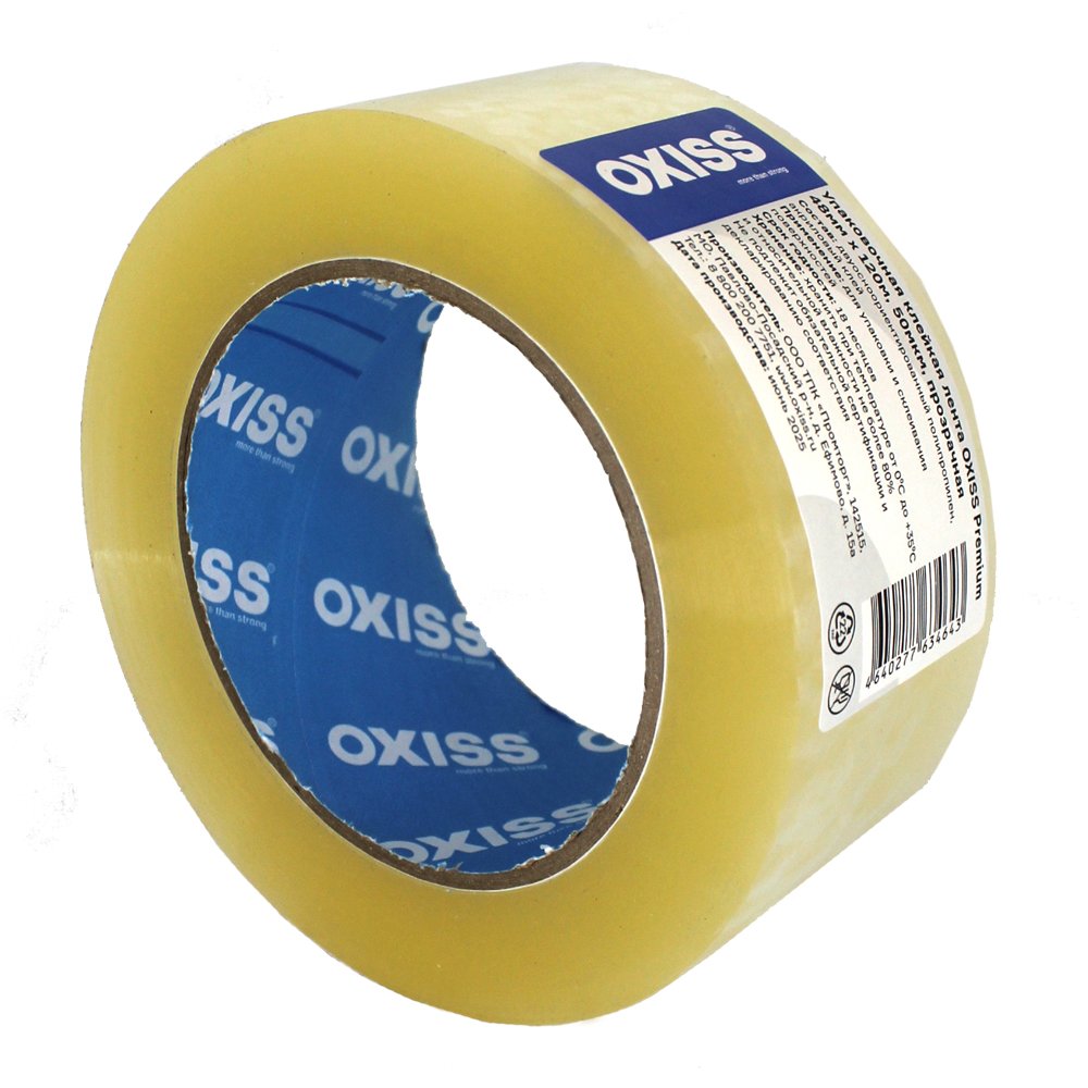 Упаковочная клейкая лента Oxiss Premium 48мм х 120м, 50мкм, прозрачная 4640277634643