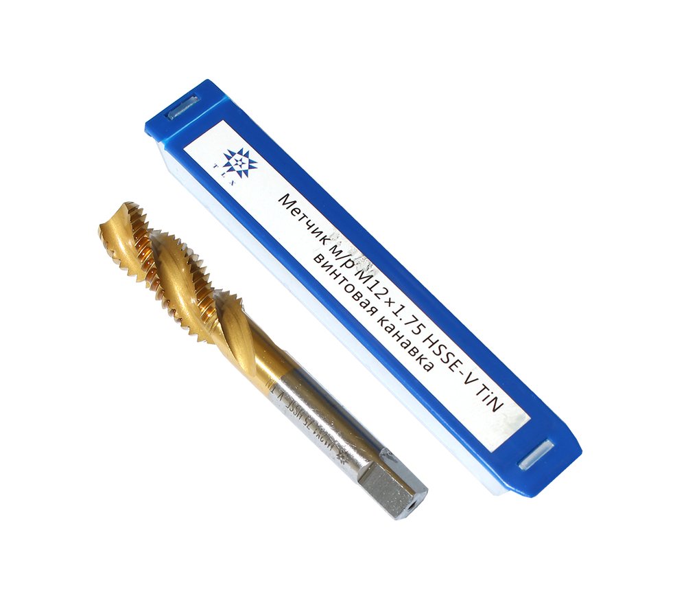 Метчик TLX М12,0 1,75 м/р.HSSЕ-V GV3 винтовая канавка, покрытие TiN ISO 529 74575