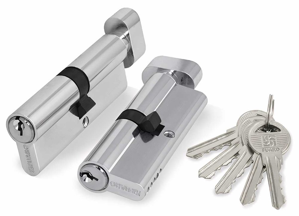 Цилиндровый механизм с вертушкой Fuaro 100 ZM 70 mm /30+10+30/ CP хром 5 кл. 37069