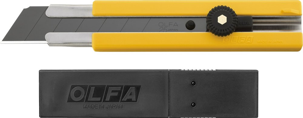 Нож с выдвижным лезвием OLFA в комплекте с лезвиями 5 шт, 25мм OL-H-1BB/5BB