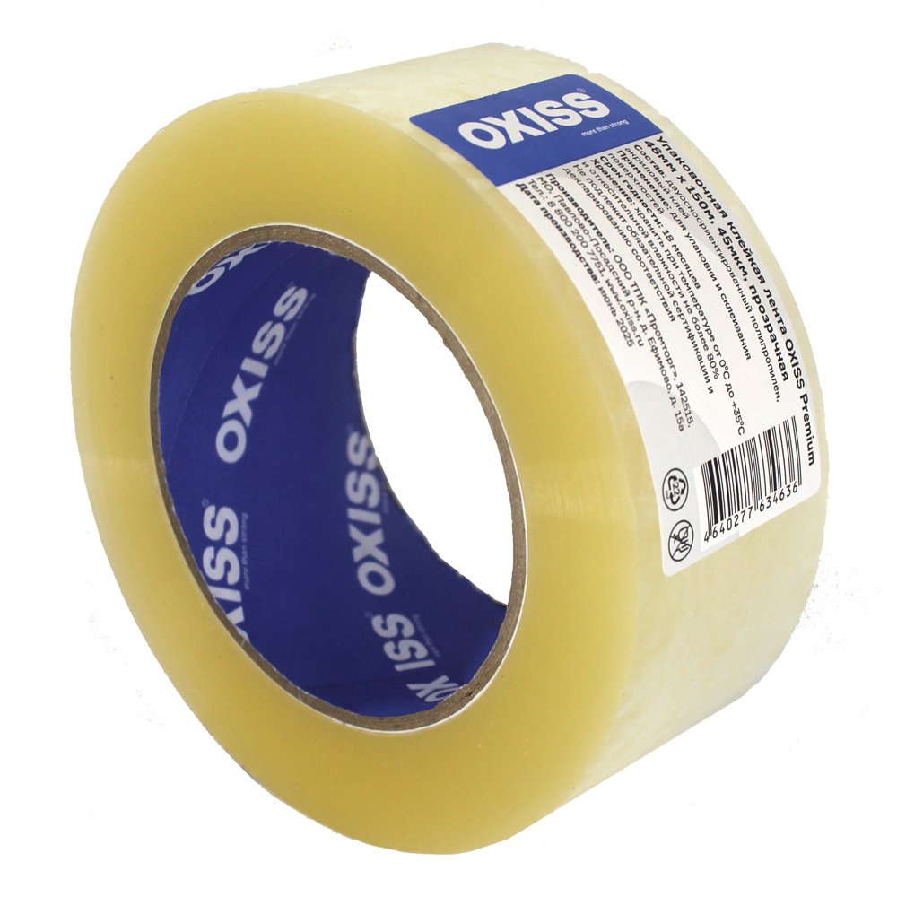 Упаковочная клейкая лента Oxiss Premium 48мм х 150м, 45мкм, прозрачная 4640277634636