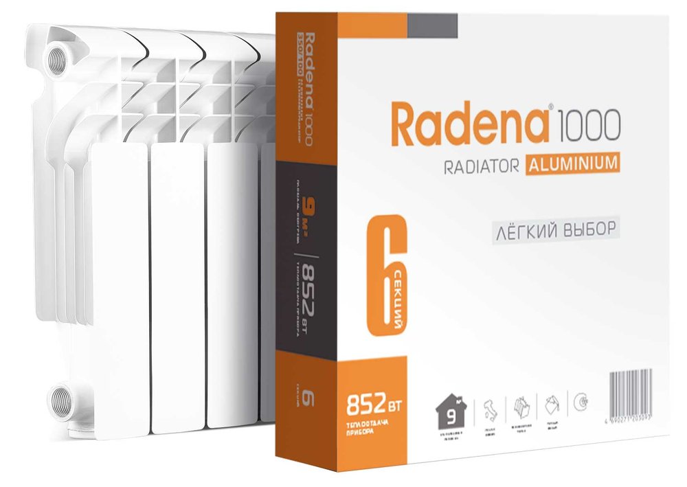 Алюминиевый радиатор Radena R 1000 350/100 10 секций 008010307