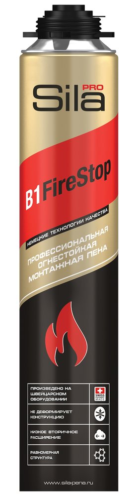 Огнестойкая профессиональная монтажная пена Sila Pro B1 Firestop, 45л, 750 мл SPFR45